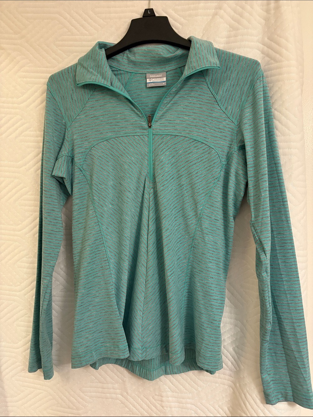 Columbia Teal Heather Quarter-Zip Long Sleeve Top